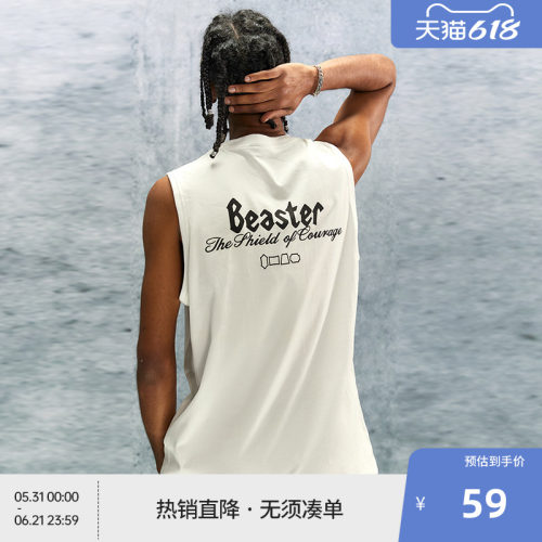 【beaster fe】简约时尚字母图案背心夏新款纯棉美式休闲百搭上衣
