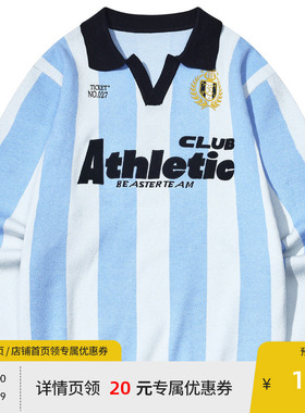 BEASTER奥莱条纹运动针织衫男新款条纹慵懒潮牌毛衣外套男女款