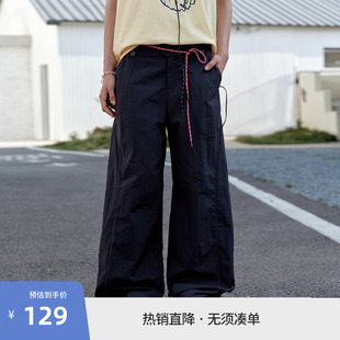 BEASTER刺绣阔腿轻薄款休闲裤男女情侣款夏25新微阔腿宽松长裤子