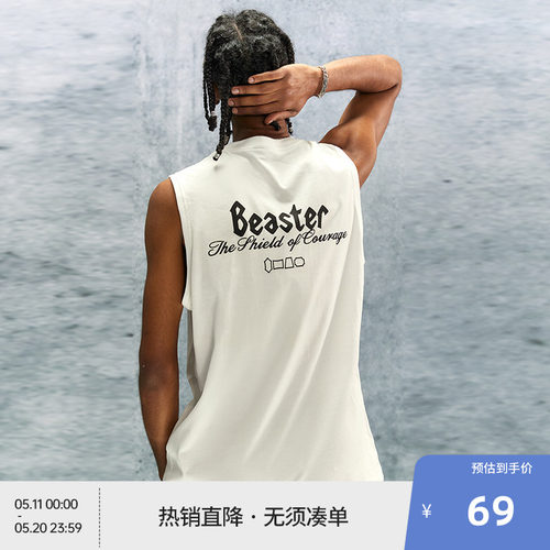 【beaster fe】简约时尚字母图案背心夏新款纯棉美式休闲百搭上衣
