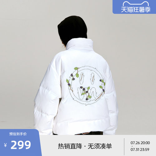 BEASTER葡萄花藤鬼脸刺绣羽绒服字母印花冬季新款保暖外套