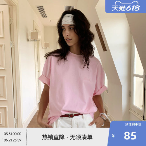 BEASTER亲肤刺绣重磅宽松T恤男女同款情侣百搭纯棉上衣25夏新品
