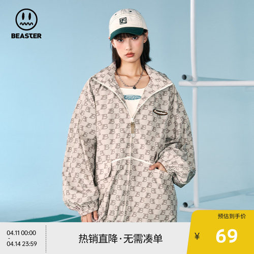 Beaster老花连帽复古夹克