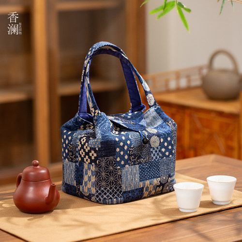 中式加厚便携旅行茶具收纳包袋