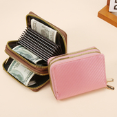 娇雪兰 新款 多功能风琴卡包防磁百搭小众双层拉链男女钱包大容量