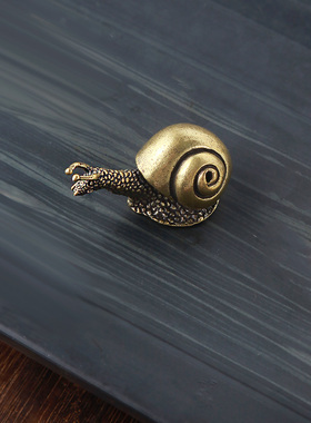 蜗牛小摆件铜微雕把件小铜铜器