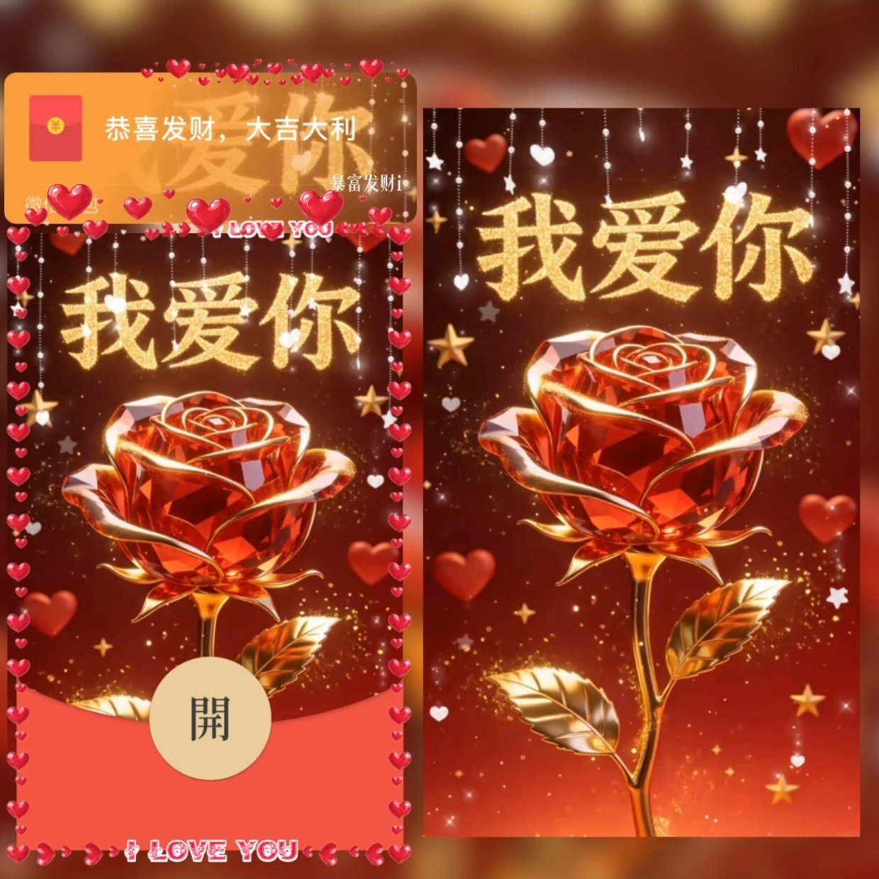 情人节快乐微信红包封面vx红玫瑰我爱你wx浪漫情侣新款动态序列号图片