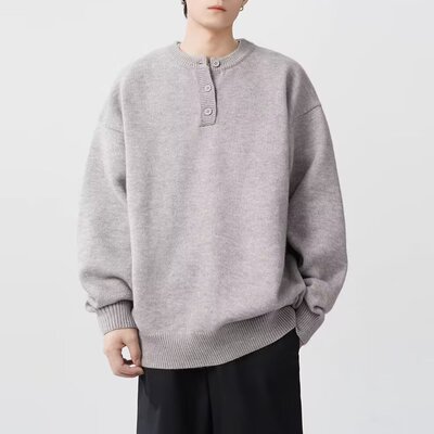 Teenager Crewneck Popular American Style Loose Henry llar Me