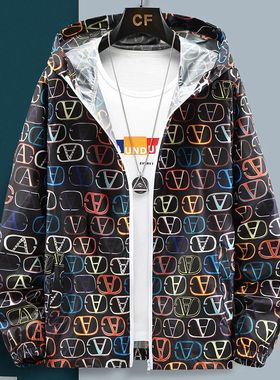 Size 5XL 6XL 7XL 2023 Summer ooded Light Jaet en laid Windbr