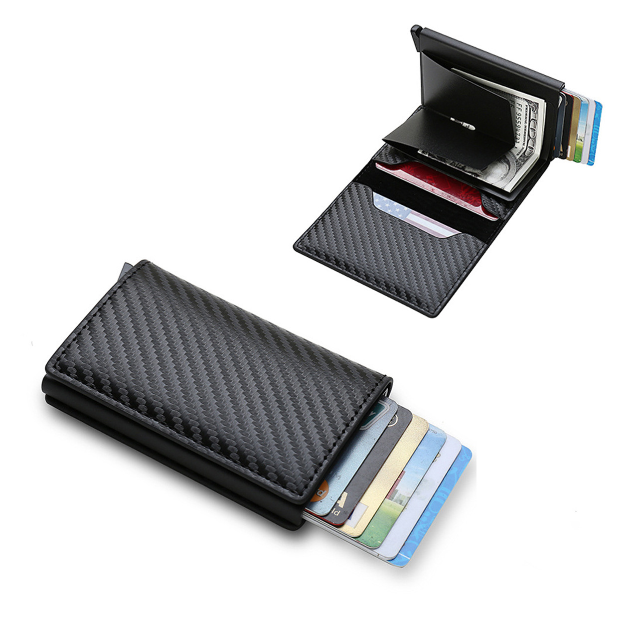 Rfid Carbon Fiber Anti-theft Card Holder Metal Card Box Men'