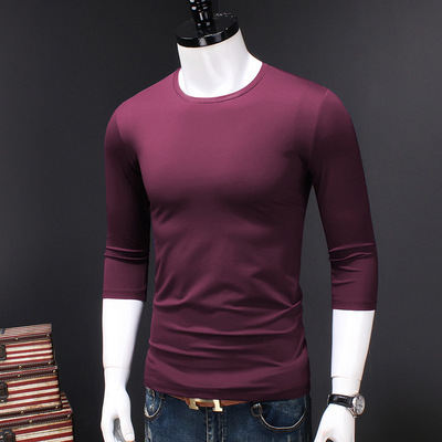 Seven-point Sleeve T-shirt Men's Round Neck 7-point Sleeve P