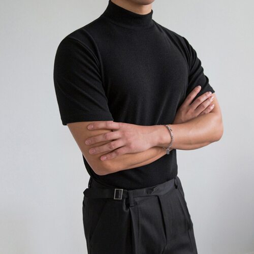 Spot Men's Solid lor Short Sleeve Fashion Youth Men's Tight