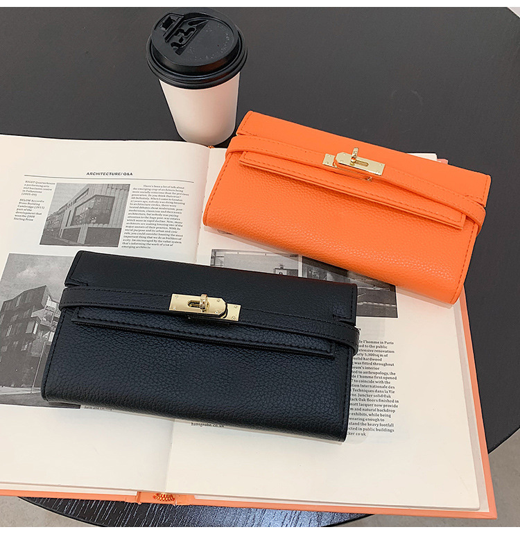 2024 Fashion Litchi Pattern Solid Color Women's Clutch Style