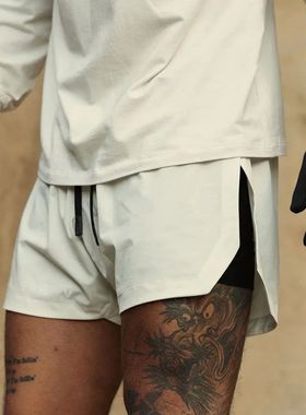 2 in 1 unning Shorts en ym  Shorts Fitness Jogging Workout S