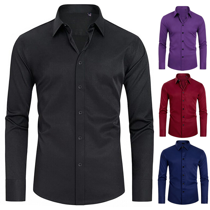 Four-sided Elastic Men's Seamless And Iron-free Business Cas