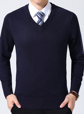 2025 Men's Wool Sweater Middle-aged Men's Business All-match