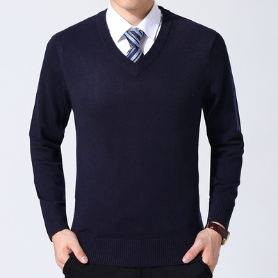 2025 Men's Wool Sweater Middle-aged Men's Business All-match