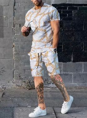 Summer ew 3d en's  o rinted -Shirt Set Casual Fashion Luxury