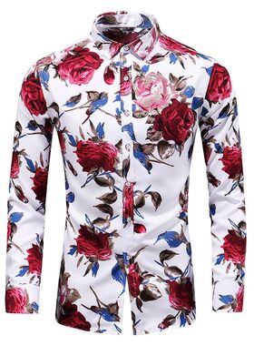 ot Sale 2023 ew Fashion Flower rinted en's Shirt Casual lus