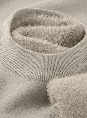 l Wool Mock-high llar Men's Korean Style Fleece-lined Thicke