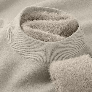 Fleece Thicke high Korean Men Mock llar lined Style Wool