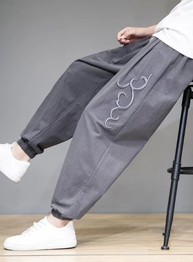 Chinese  Summer ew Cotton Linen ants en Eroidered hin Sectio