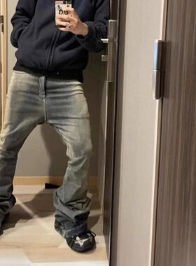 O  radient Washed Sashes Flare Jeans nisex Sreetwear aggy Y2