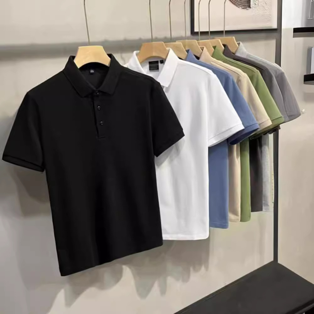 2025 Solid lor Men's Short-sleeved Shirt Business Casual Loo