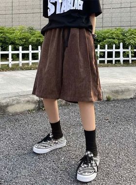 rown Corduroy Shorts Oersized aggy Fie oint rousers Summer o