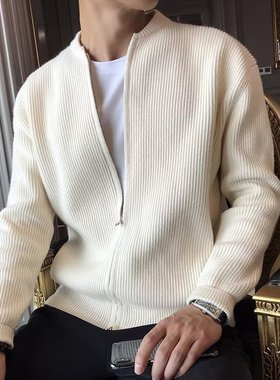 Knitwear Jacket Men's Cardigan Jacket Warm Slim Business Sol