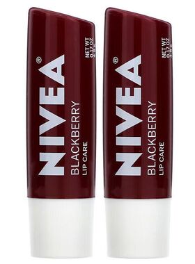 NIVEA 亮彩黑莓润唇膏孖装4.8gx2豆沙紫色即时保湿修护秋冬长效版
