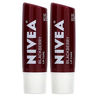 NIVEA 亮彩黑莓润唇膏孖装4.8gx2豆沙紫色即时保湿修护秋冬长效版
