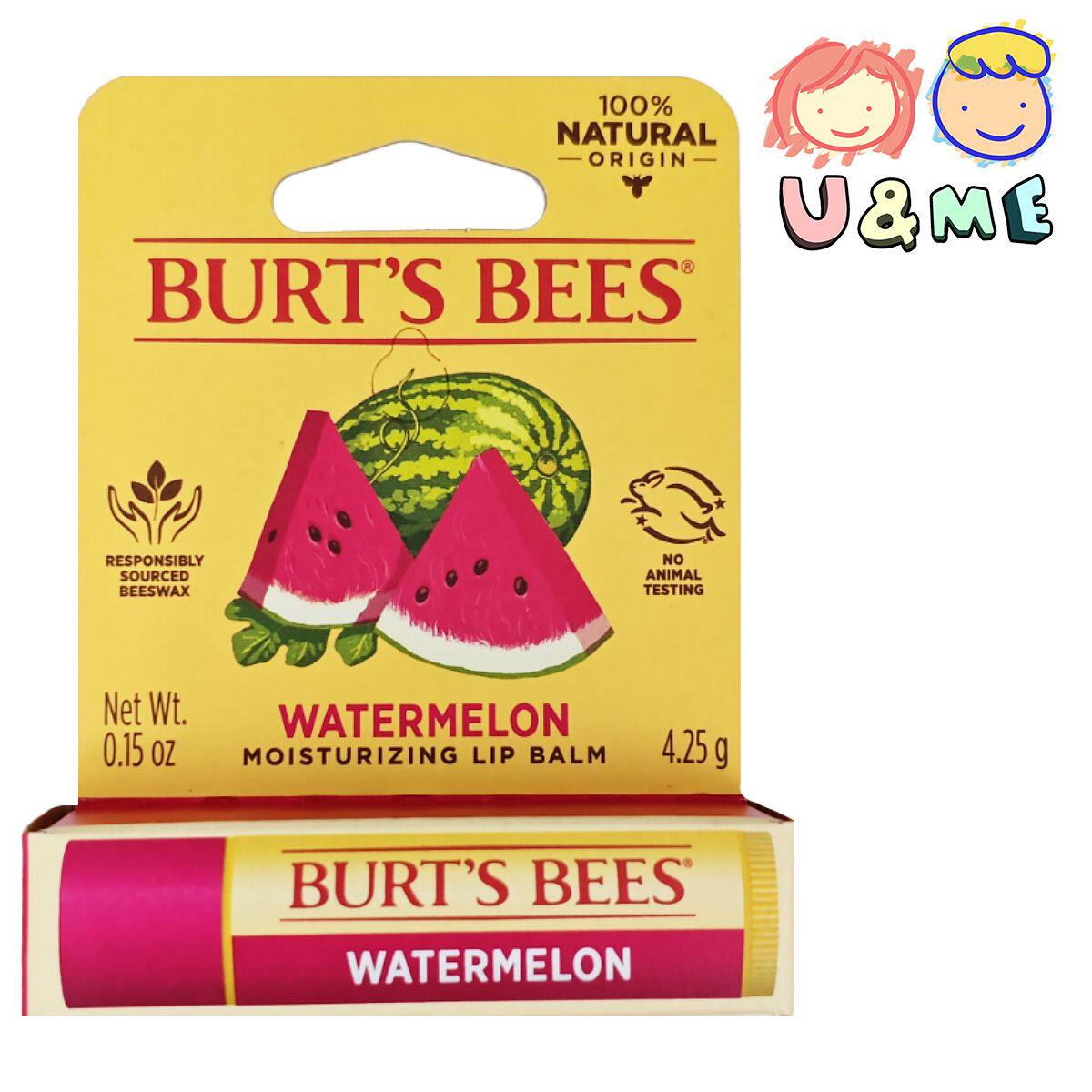 BURT'S BEES 小蜜蜂100%天然保湿润唇膏西瓜味0.15oz/4.25g长效版