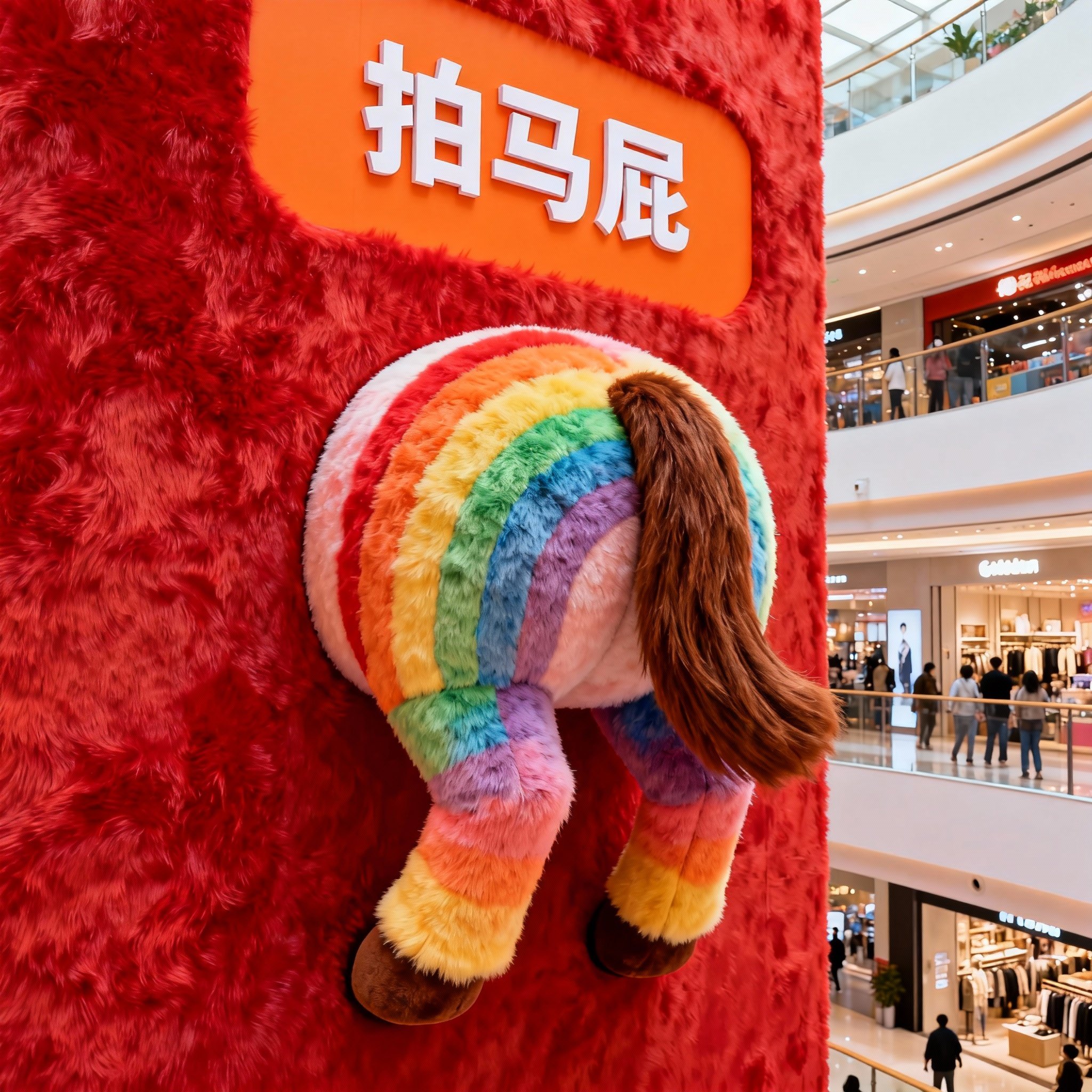 商场打卡装饰卡通玩偶场景布置拍照毛线钩织创意拍马屁互动道具