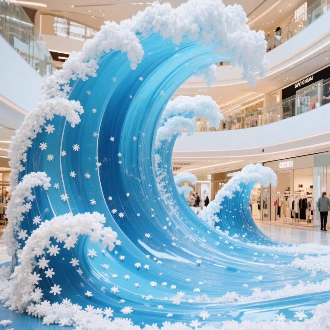 夏季商场广场氛围美陈装饰创意巨型海浪造型网红场景布置定制,商业/办公家具,商业美陈,淘宝优惠券,粉丝福利购,淘宝优惠卷