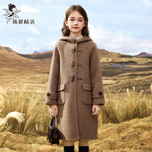 女童中长款 洋气大童羊毛双面呢儿童毛呢外套 连帽羊毛大衣秋冬新款