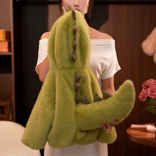 男童女童大尾龙2025新款 连帽加绒加厚恐龙毛毛外套上衣 儿童高定款