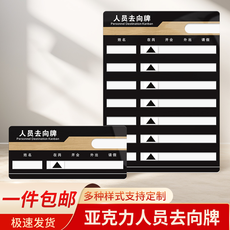 亚克力人员去向标识牌