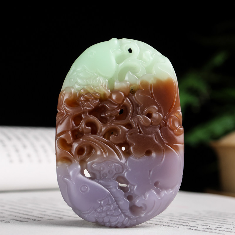 新疆和田玉糖玉年年有余鱼双面巧雕男女款玉石镂空多色挂件项链,珠宝/钻石/翡翠,颈饰,淘宝优惠券,粉丝福利购,淘宝优惠卷