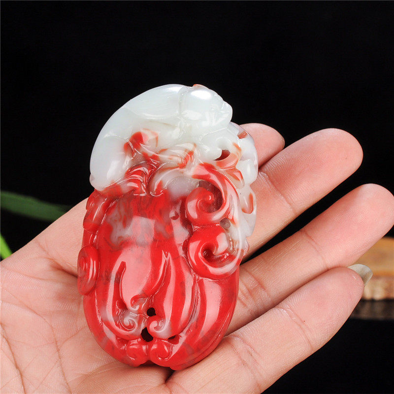 玉翡缘玉器新疆和田红玉白玉把件佛手如意兽貔貅羊脂玉手把件挂