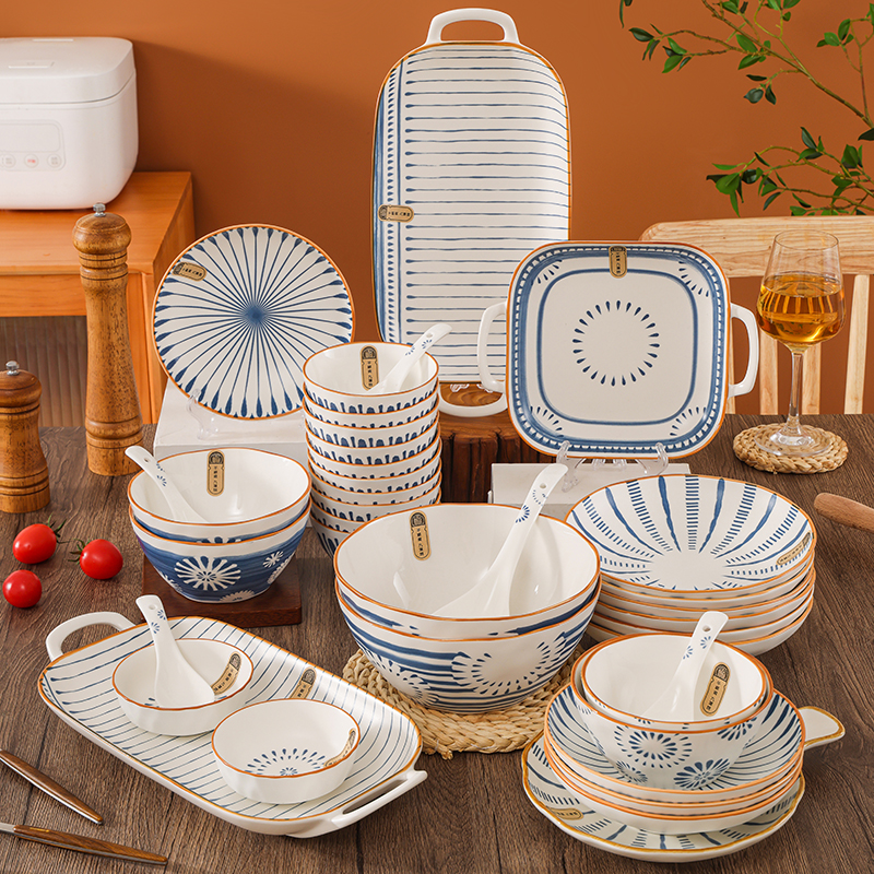 千顺陶瓷菜碟子家用盘子深菜盘碗汤碗大面碗炖菜碗釉下彩餐具套装,餐饮具,餐具瓷器套装,淘宝优惠券,粉丝福利购,淘宝优惠卷