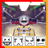 适用vespa比亚乔春天冲刺GTS维多利亚150改装 表情贴花 大灯贴个性