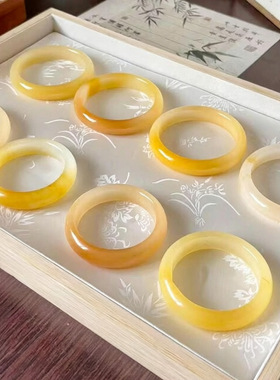冰种黄龙玉手镯一口糖玛瑙飘糖色