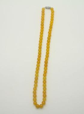 翡翠杂石C货6毫米玉器黄色圆珠项链 简约女士款颈饰饰品配饰