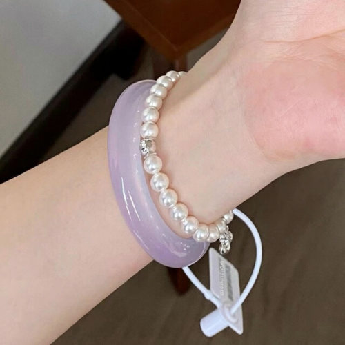 高冰紫罗兰手镯玛瑙紫色玉髓女