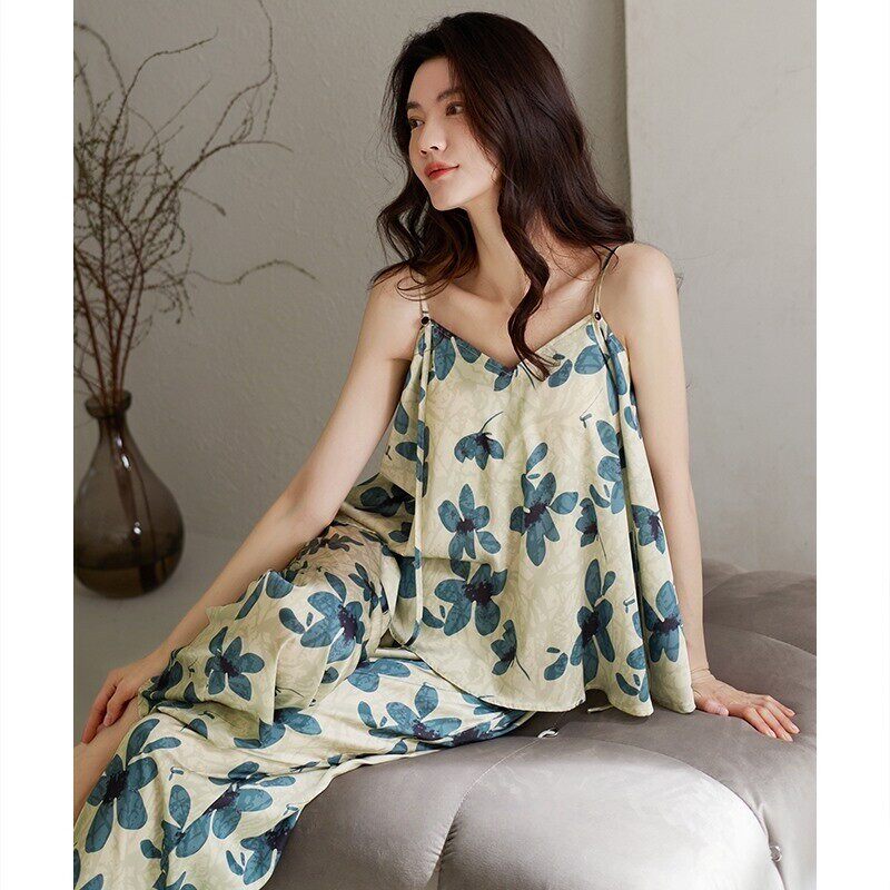 英国RMXJ 睡衣女夏丝绸吊带背心长裤薄款夏天高级感可外穿家居服