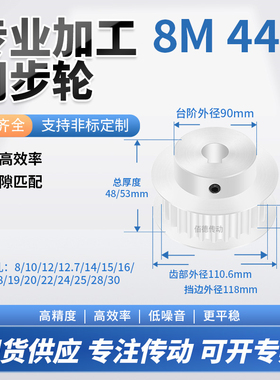 同步轮8M44齿宽27/32内孔10/12/14/15/179铝微型调节导向同步带轮