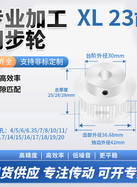 同步轮XL23齿宽11/14/16内孔10/12/14/156铝微型调节导向同步带轮