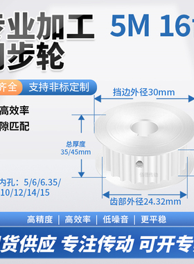 同步轮5M16齿AF齿宽31/41内孔5681012145M铝微型调节导向同步带轮