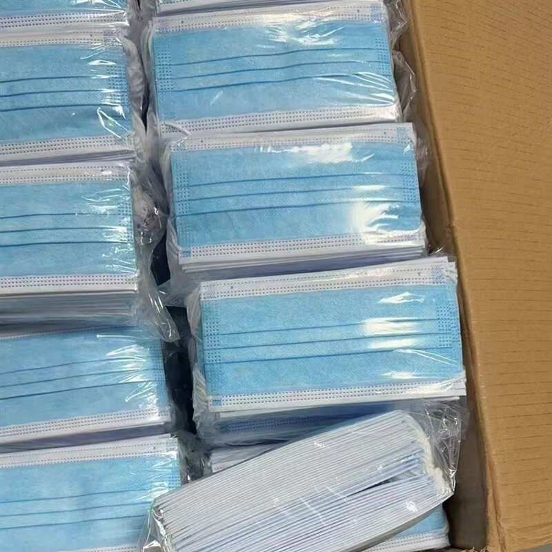 三层薄款口罩成人蓝色一次性非独立包装透气不勒耳